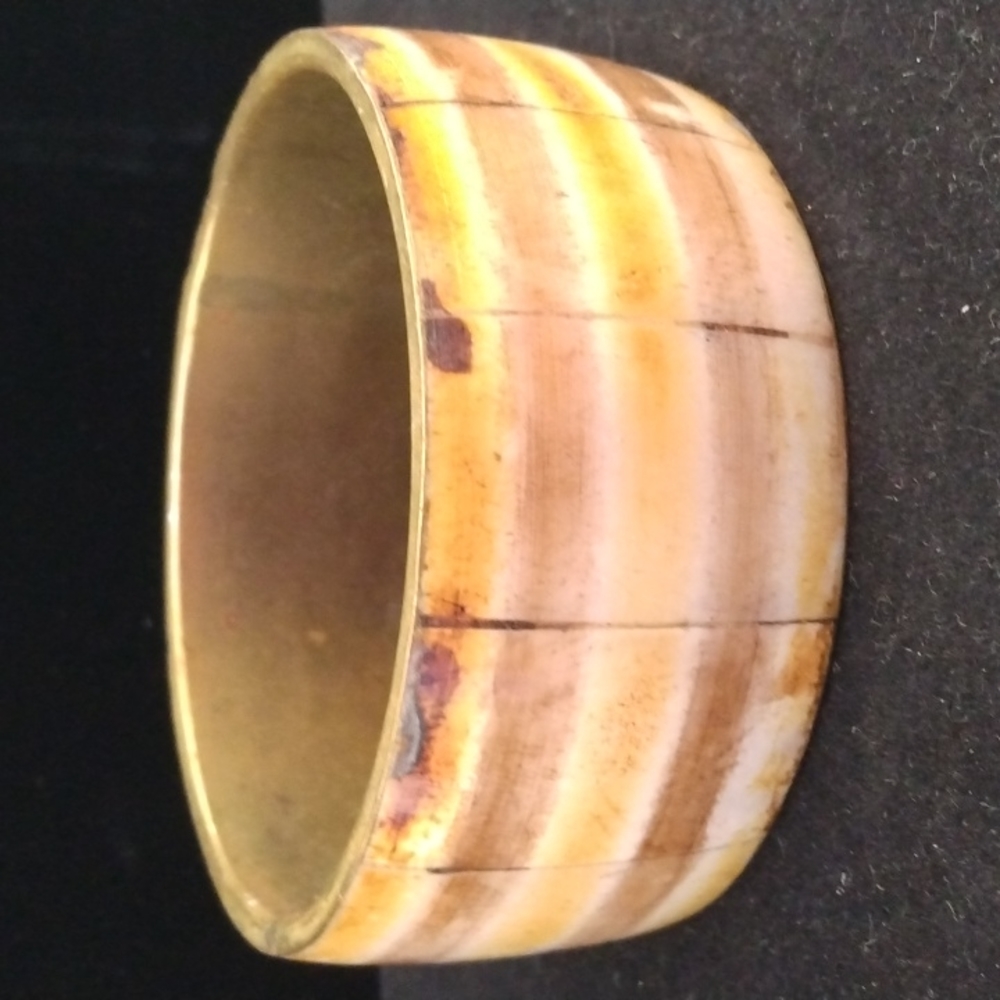 Brass and Bone bangle bracelet